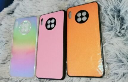 Luxury Gradient Clear Case & Nubuck Leather Fabric Coated hard case cover for Huawei Mate 30