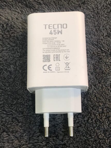 Tecno 45W Original Charger – Super Fast Charging Adapter (Genuine)